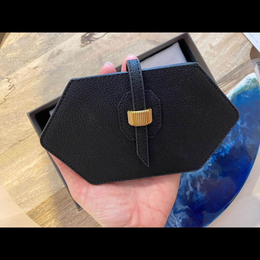 Charles & Keith geometric blackfaux leather wallet